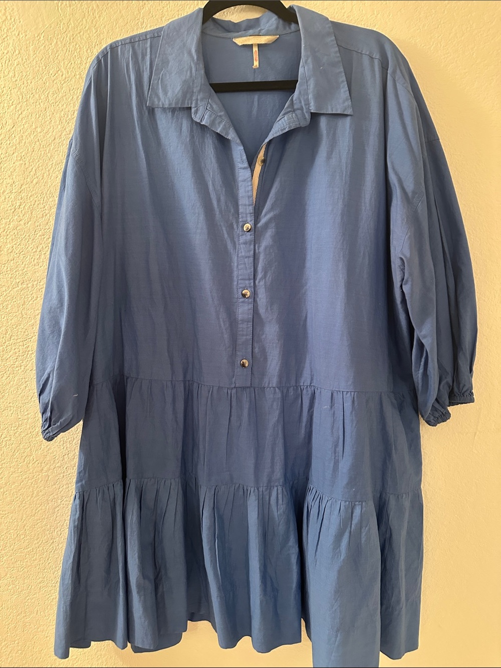 Free People Blue Tiered Button-Front Tunic